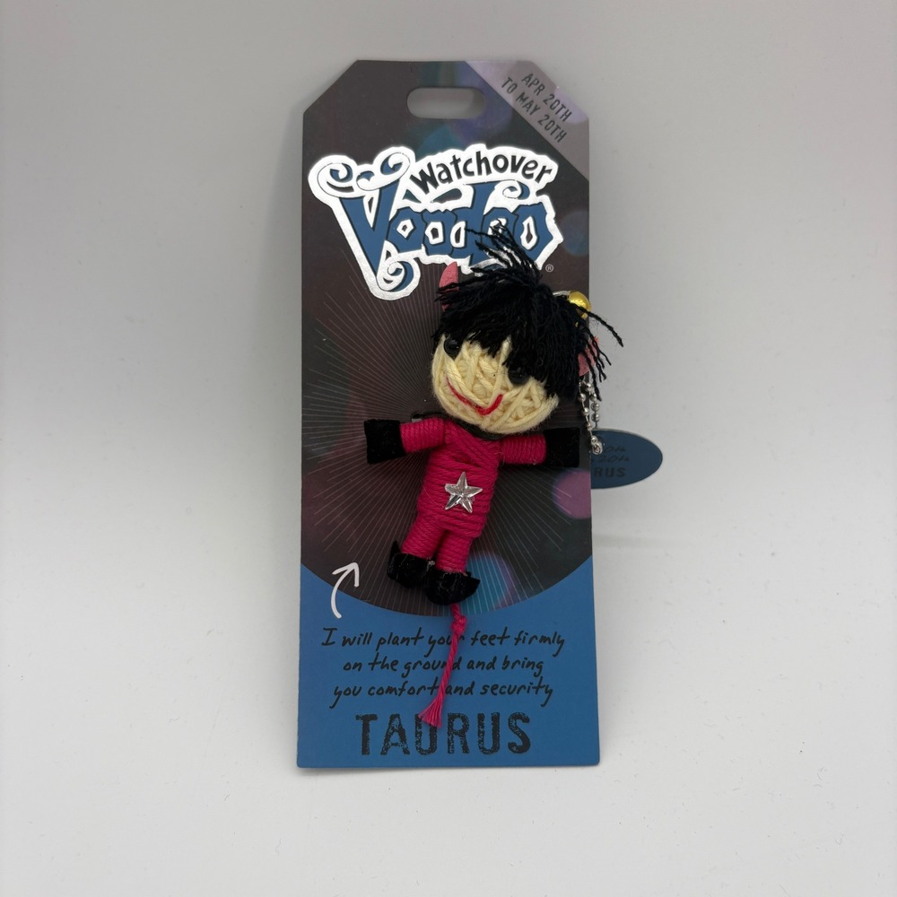 Watchover Voodoo Taurus Zodiac String Doll Keychain Pink Star Charm Ref 196 NEW